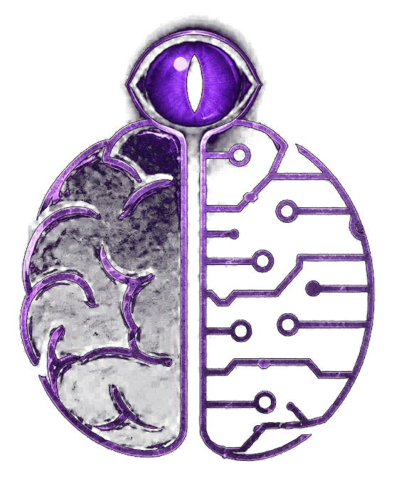 Augur emblem — a brain, one half anatomical and one half circuit board, crowned by an all-seeing eye